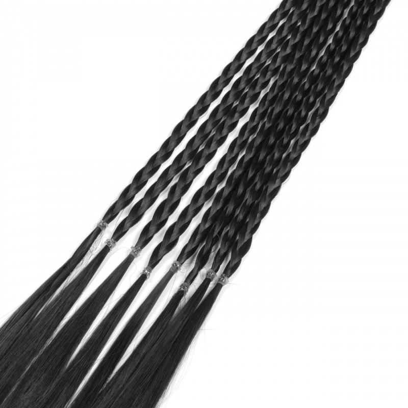 Резинка с косичками 40см 8шт черная (31404)