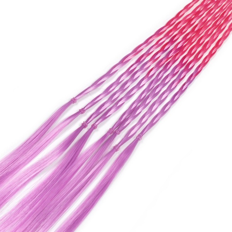 Резинка с косичками 40см 8шт малиново-розовая (31416)