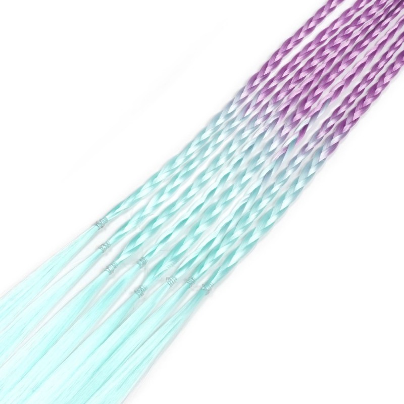 Резинка с косичками 40см 8шт лилово-бирюзовая (31421)