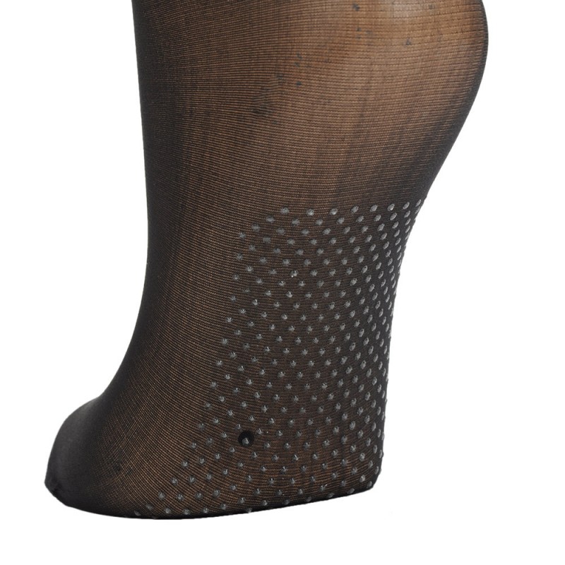 Носки женские, капронки безразмерные, с тормозами черные 19323