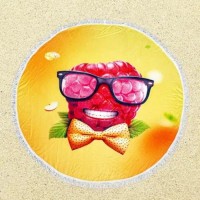 Круглое пляжное полотенце с бахромой Ø150см (22986) малина