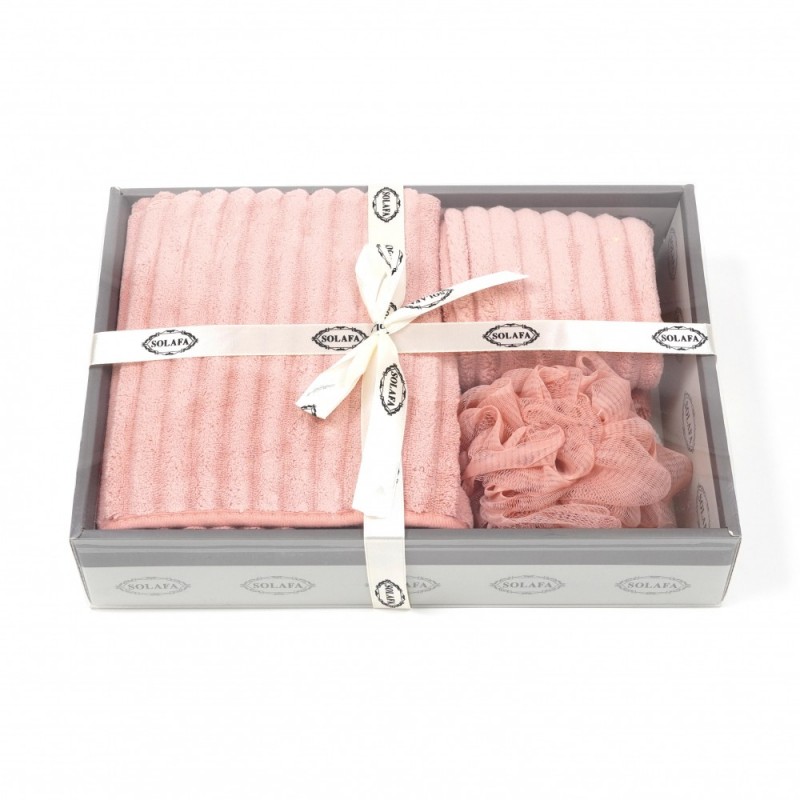 Набор банный подарочный 3 позиции из микрофибры (30043) персиковый