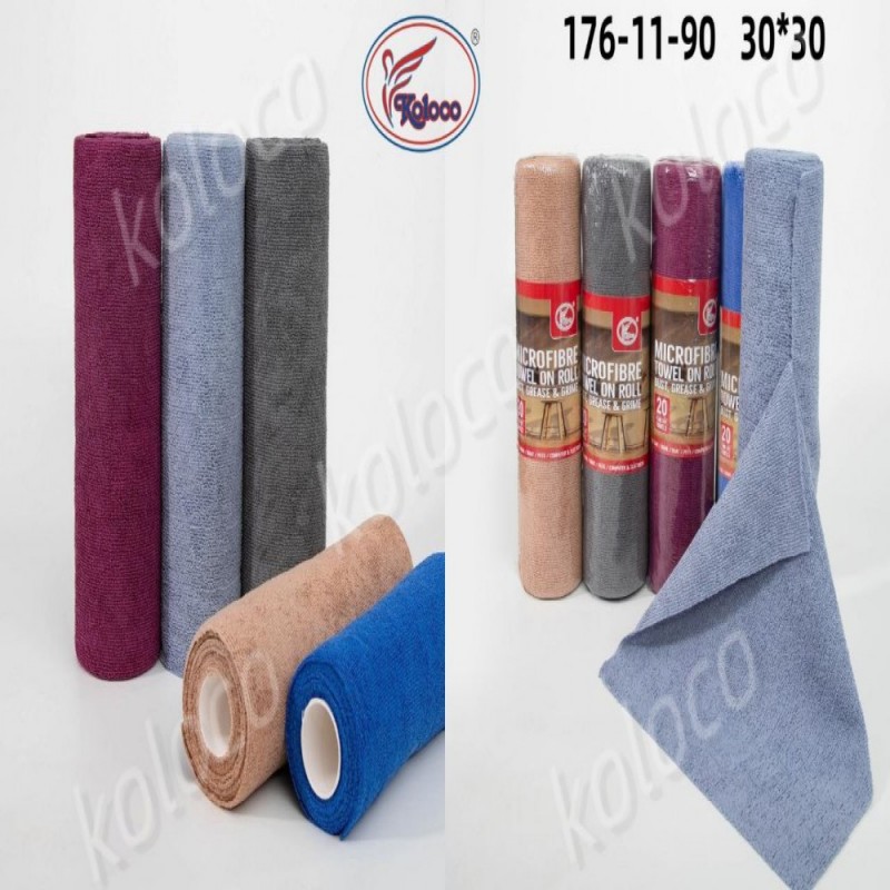 Рулон пепельный, отрывных салфеток из микрофибры 30x30см 20шт (31438)