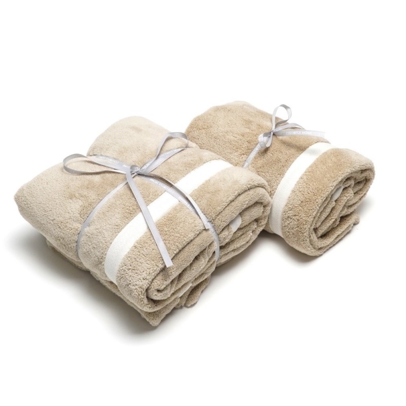 Набор полотенец из микрофибры лицо+баня в подарочной сумке (32125) бежевый