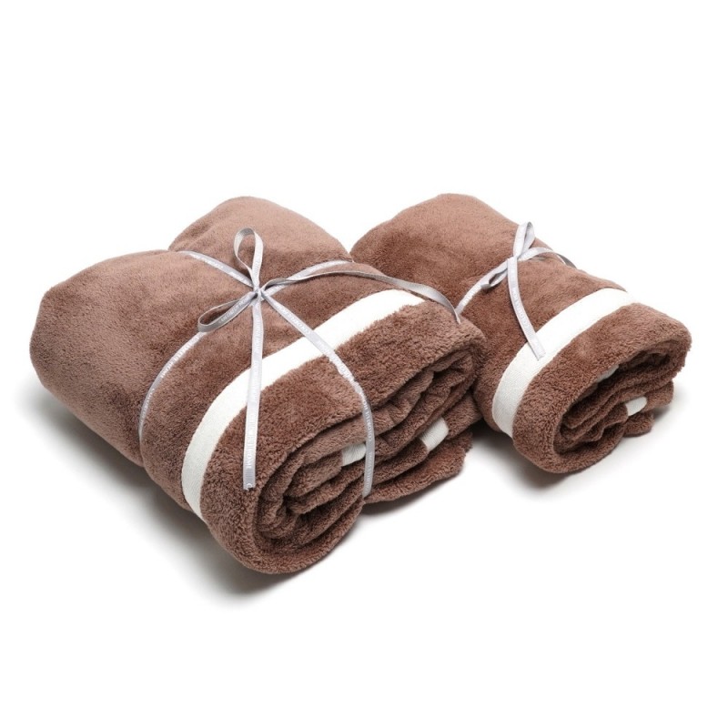 Набор полотенец из микрофибры лицо+баня в подарочной сумке (32126) шоколадный