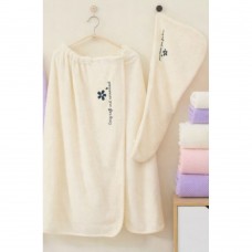 Комплект банный микрофибра халат + чалма (32257)