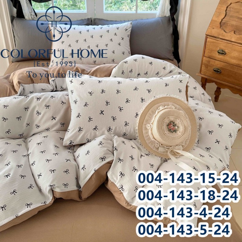 Постельное белье семейное жатка муслин люкс с простынью на резинке (32480)