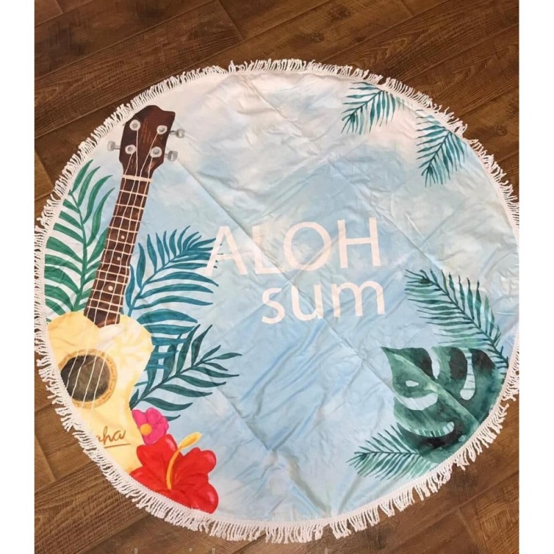 Круглое пляжное полотенце с бахромой Ø150см (23196) гитара