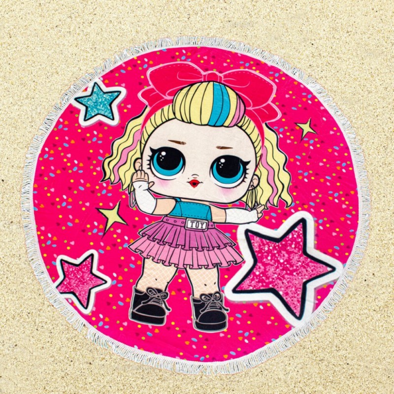 Круглое пляжное полотенце с бахромой Ø150см (23403) кукла лол