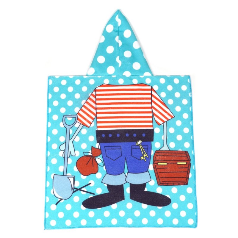 Детское пляжное полотенце пончо 60х120 см с капюшоном (22982)