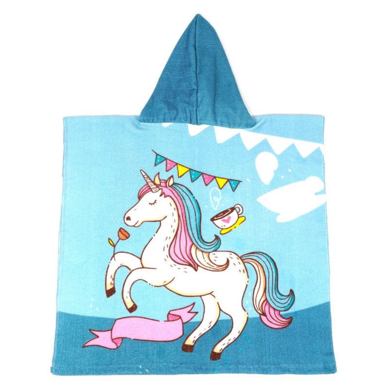 Детское пляжное полотенце пончо 60х120 см с капюшоном (27119)