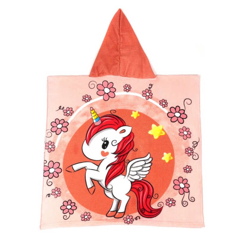 Детское пляжное полотенце пончо 60х120 см с капюшоном (27120)