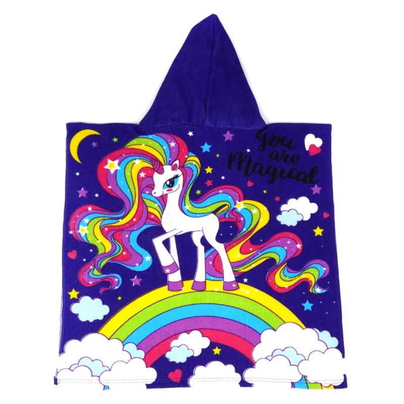 Детское пляжное полотенце пончо 60х120 см с капюшоном (27123)