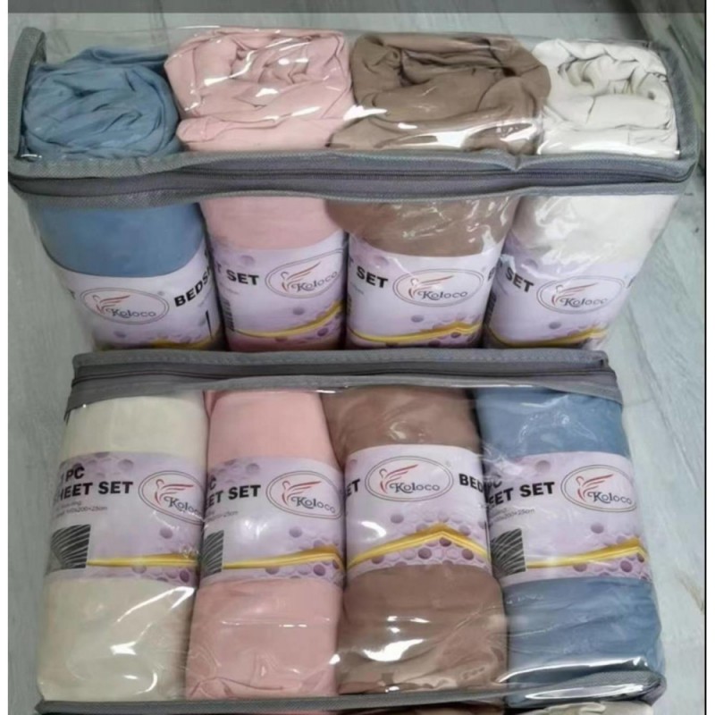 Комплект хлопковых простыней на резинке 180х200см + 2 наволчки 52х75см (30362)