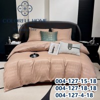 Постельное белье Евро размер сатин страйп с простынью на резинке (32270)