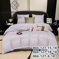 Постельное белье Евро размер сатин страйп с простынью на резинке (32271)