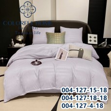 Постельное белье Евро размер сатин страйп с простынью на резинке (32271)