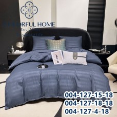 Постельное белье Евро размер сатин страйп с простынью на резинке (32272)