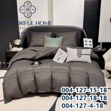 Постельное белье Евро размер сатин страйп с простынью на резинке (32273)