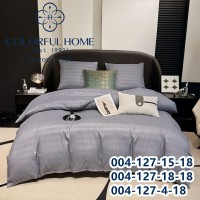 Постельное белье Евро размер сатин страйп с простынью на резинке (32274)