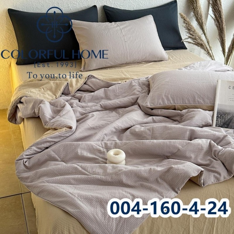 Комплект постельного белья муслин жатка люкс с летним одеялом Евро размер (32440)