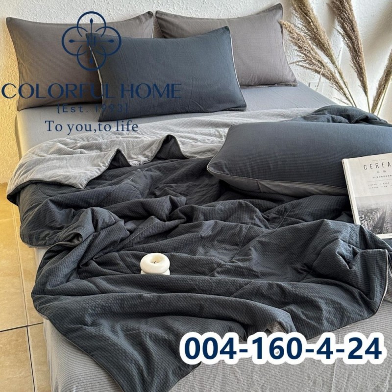 Комплект постельного белья муслин жатка люкс с летним одеялом Евро размер (32442)