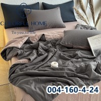 Комплект постельного белья муслин жатка люкс с летним одеялом Евро размер (32443)