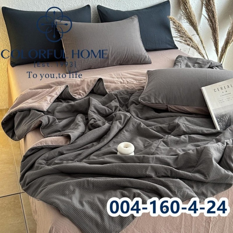 Комплект постельного белья муслин жатка люкс с летним одеялом Евро размер (32443)