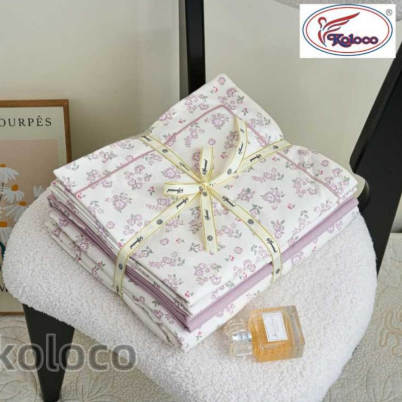 Комплект двуспального постельного белья х/б с простынью на резинке (32489)