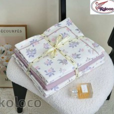 Комплект двуспального постельного белья х/б с простынью на резинке (32496)