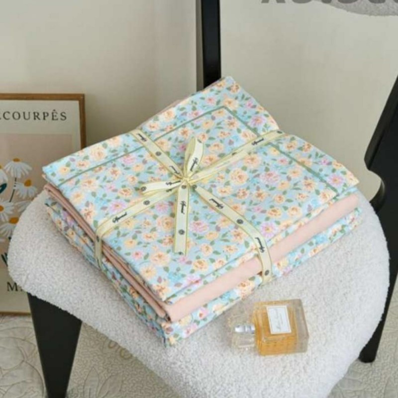 Комплект двуспального постельного белья х/б с простынью на резинке (32497)