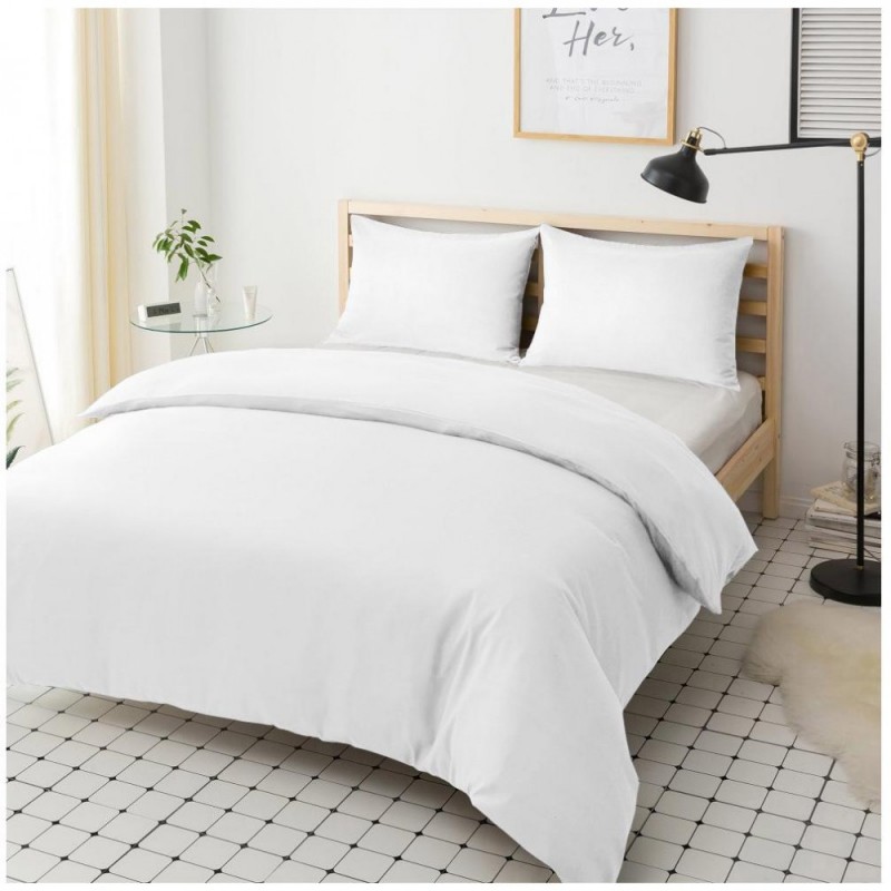 Постельное бельё белое *Koloco* 100% Сатин полуторка  (2 наволочки) 22529