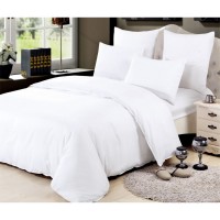 Постельное бельё белое *Koloco* 100% Сатин двуспальное  (4 наволочки) 22530