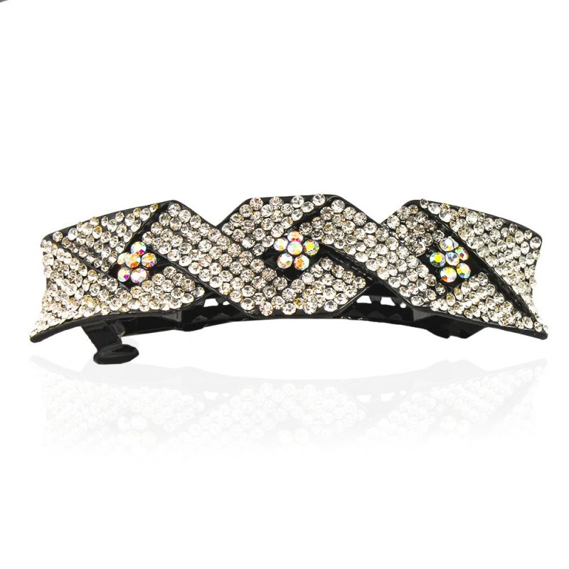 Заколка автоматическая для волос со стразами (5896) вариант 01