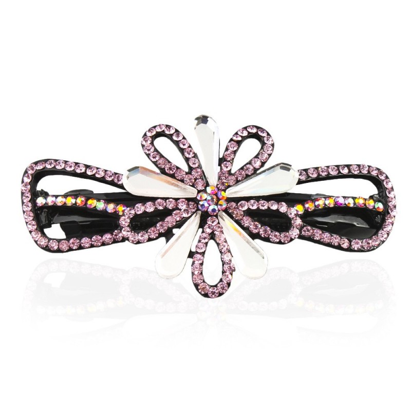 Заколка автоматическая для волос со стразами (5908) вариант 04