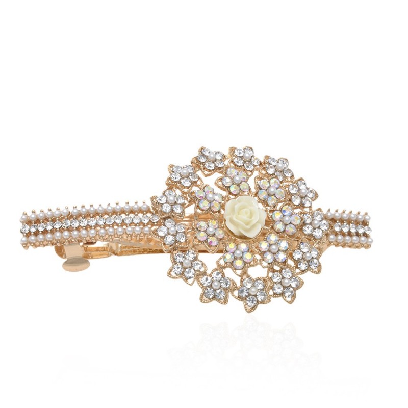 Заколка автоматическая для волос со стразами (10237) вариант 02