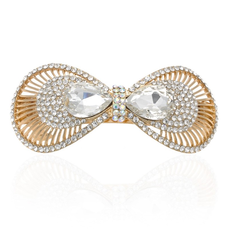 Заколка автоматическая для волос со стразами (11087) вариант 02