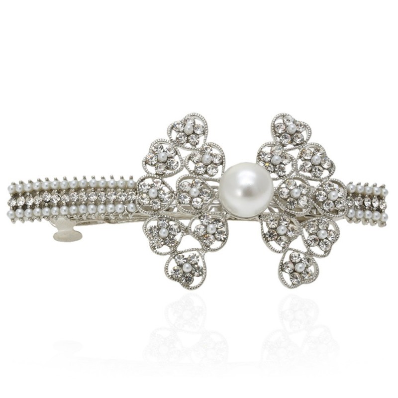 Заколка автоматическая для волос со стразами (11215) вариант 01