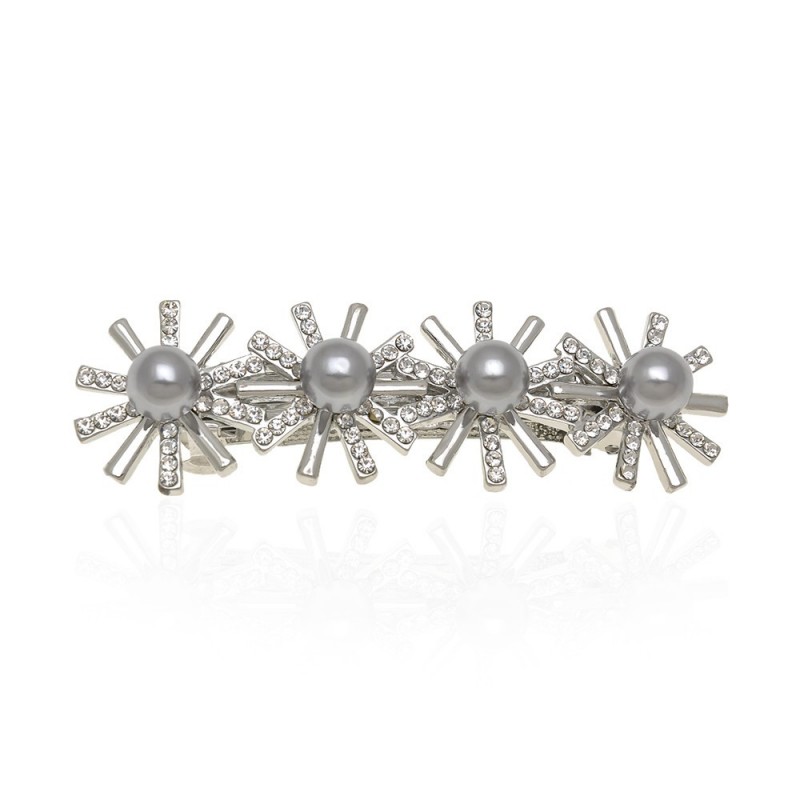 Заколка автоматическая для волос со стразами (13335) вариант 02