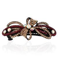 Заколка автоматическая для волос со стразами (5916) вариант 01