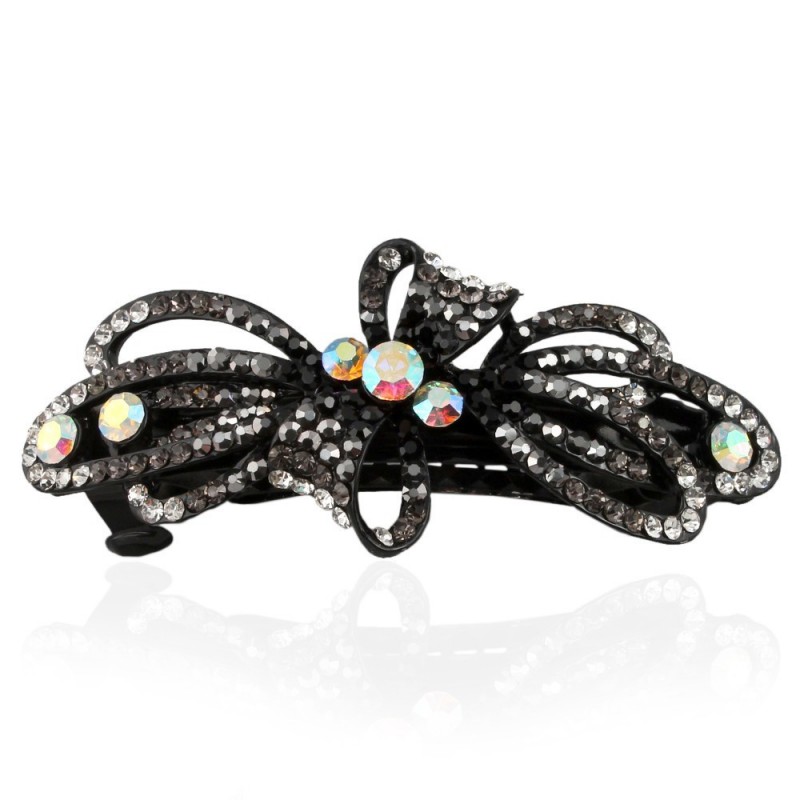 Заколка автоматическая для волос со стразами (5916) вариант 02