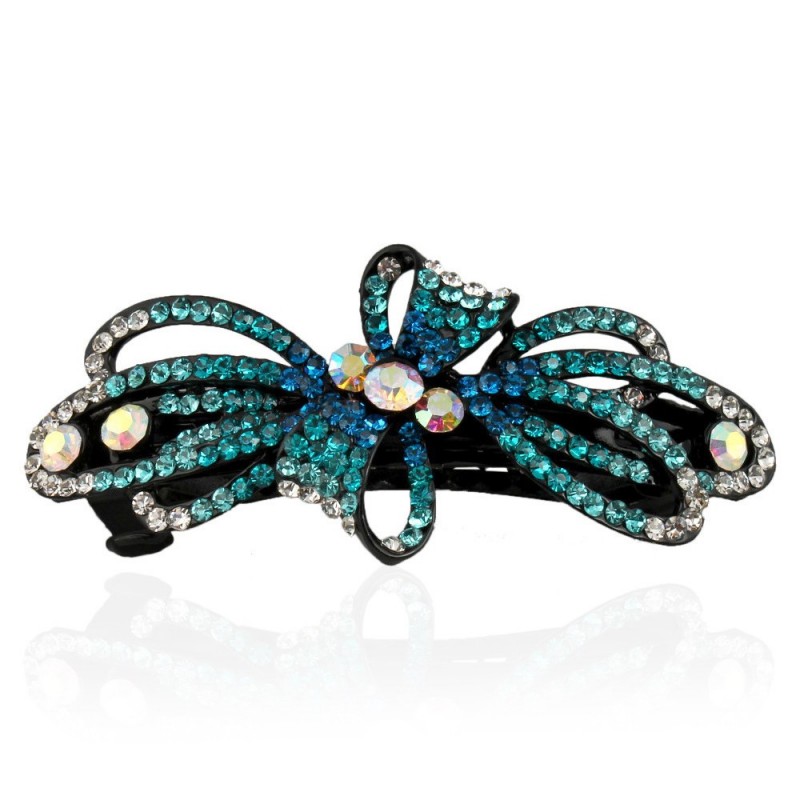 Заколка автоматическая для волос со стразами (5916) вариант 03