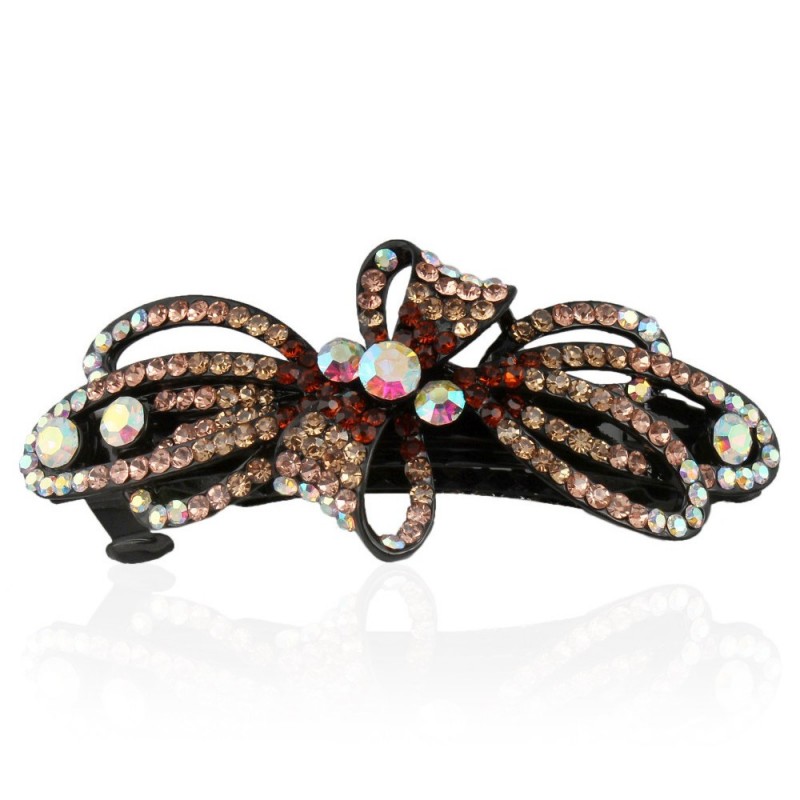 Заколка автоматическая для волос со стразами (5916) вариант 06