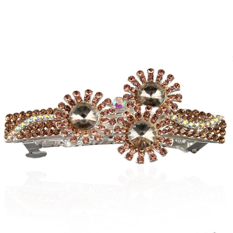 Заколка автоматическая для волос со стразами (9095) вариант 01