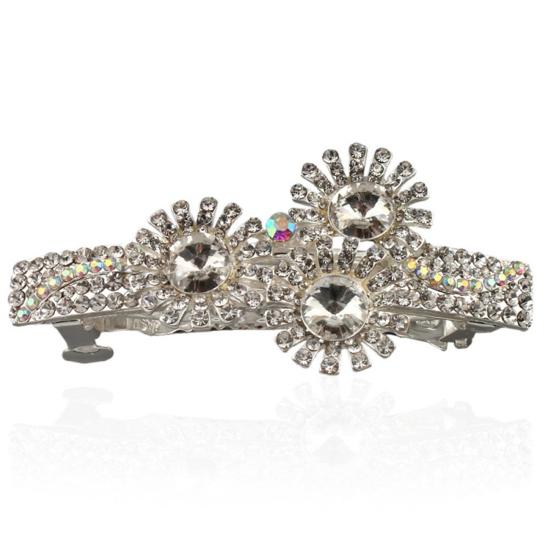 Заколка автоматическая для волос со стразами (9095) вариант 02