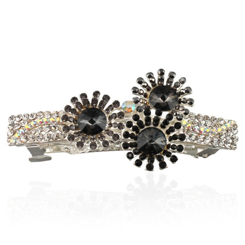 Заколка автоматическая для волос со стразами (9095) вариант 03