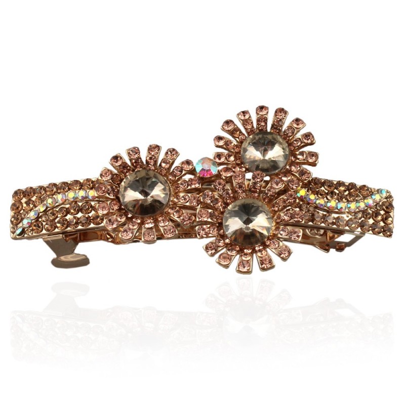 Заколка автоматическая для волос со стразами (9095) вариант 04