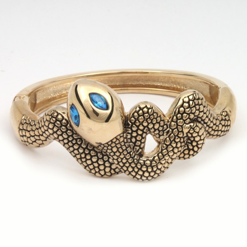 Браслет на руку металлический Змея золотистый (8521)