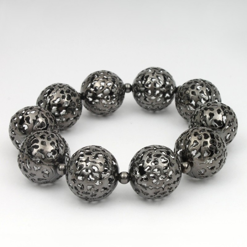 Браслет на руку металлический графитовый (8527)