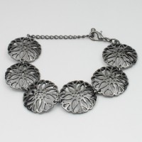 Браслет на руку металлический графитовый (8588)